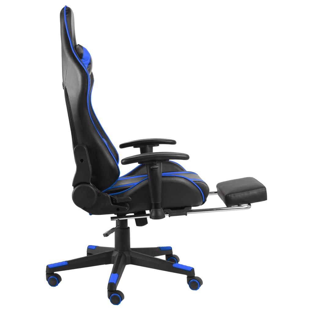 kék PVC forgó gamer szék lábtartóval