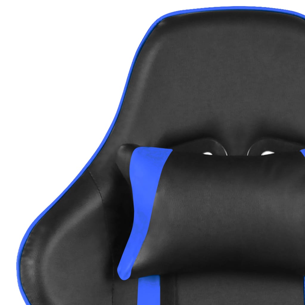 kék PVC forgó gamer szék lábtartóval
