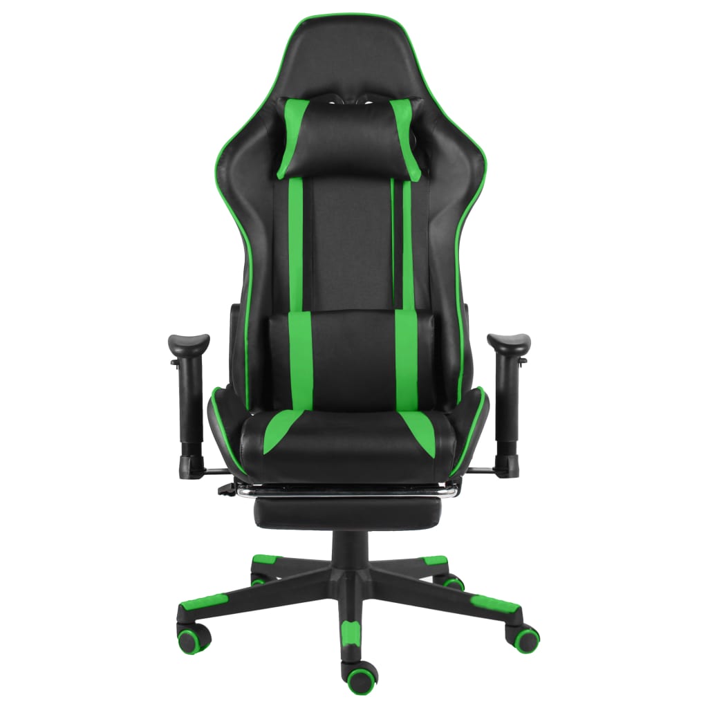 zöld PVC forgó gamer szék lábtartóval