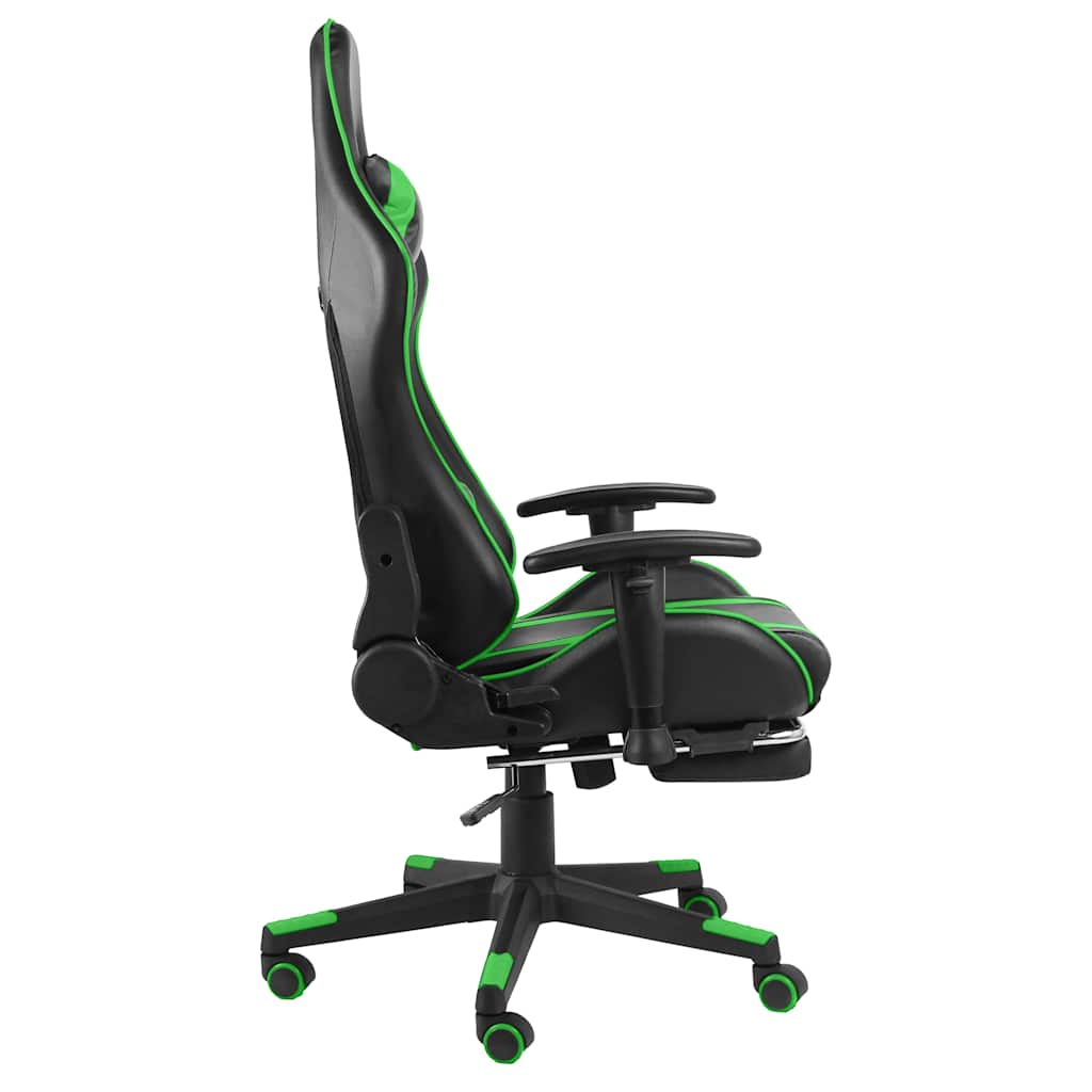 zöld PVC forgó gamer szék lábtartóval