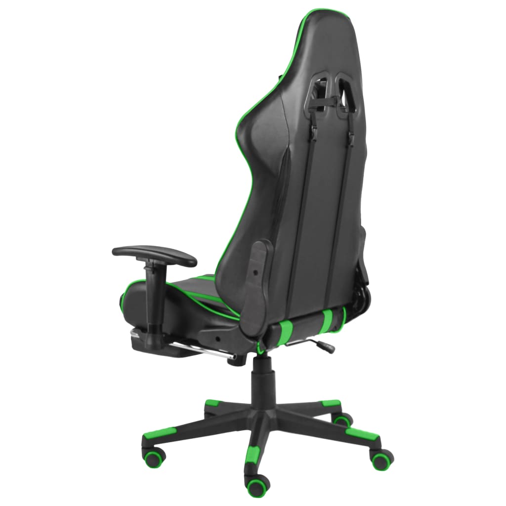 zöld PVC forgó gamer szék lábtartóval