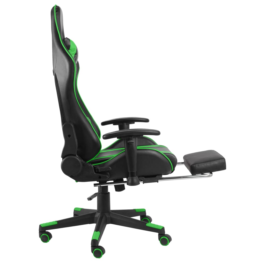 zöld PVC forgó gamer szék lábtartóval
