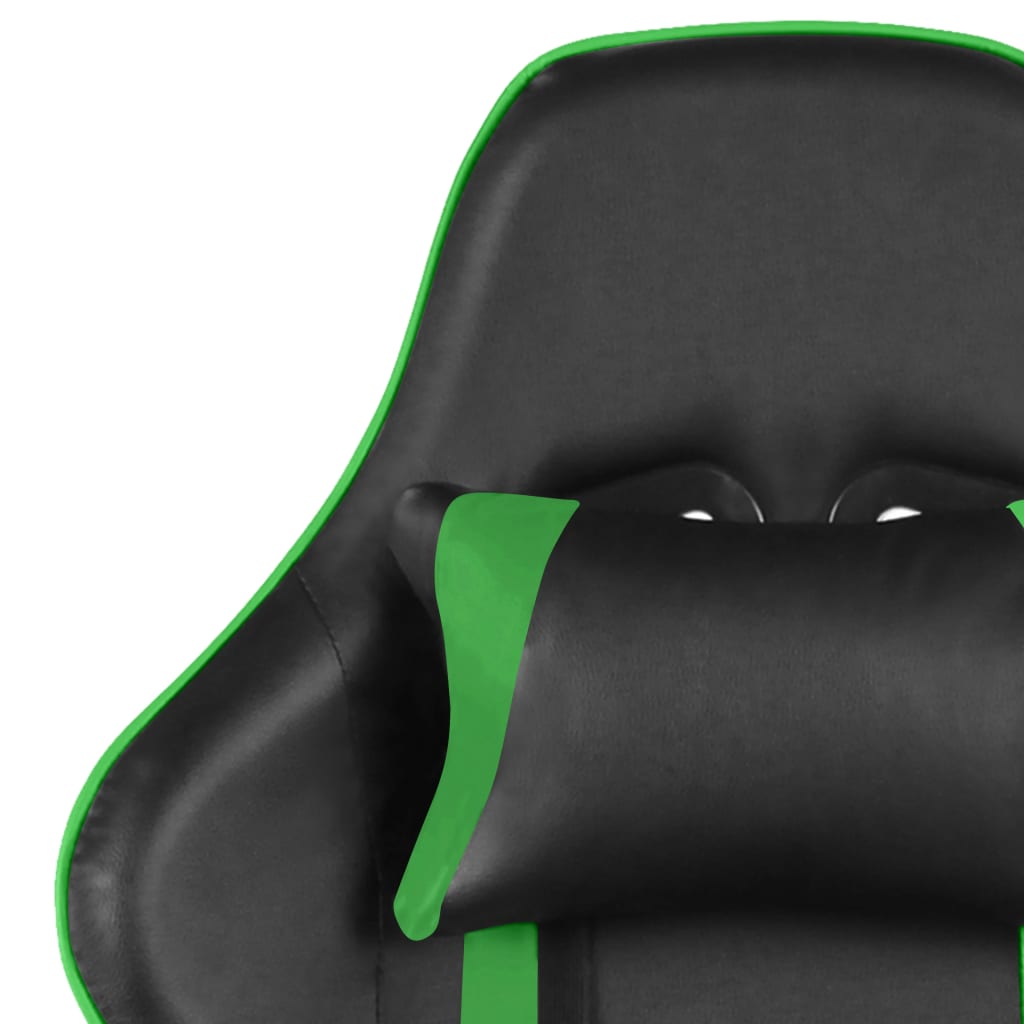 zöld PVC forgó gamer szék lábtartóval