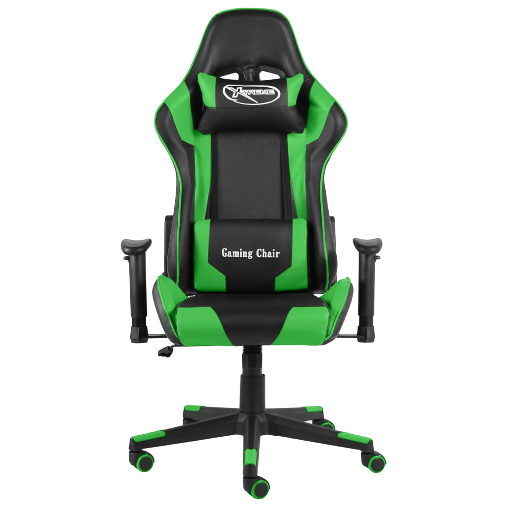 zöld PVC forgó gamer szék