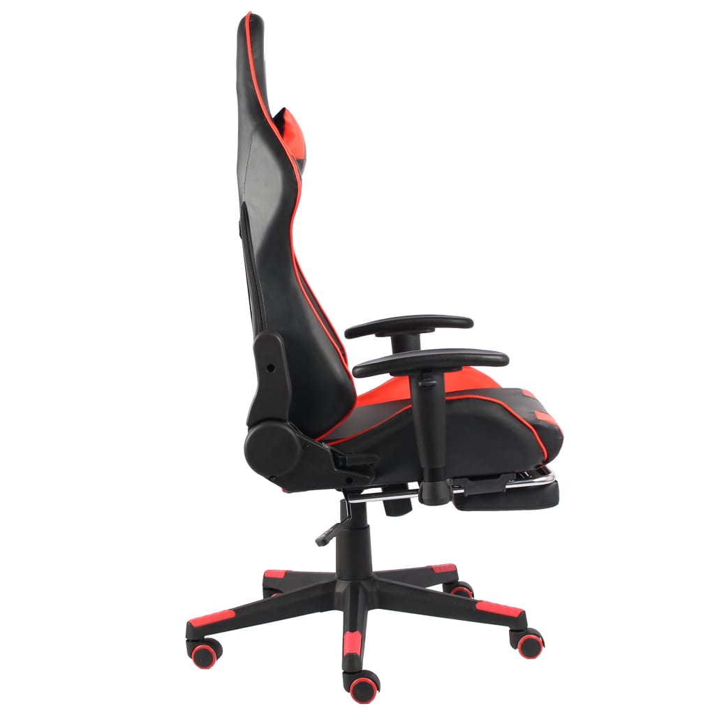 piros PVC forgó gamer szék lábtartóval