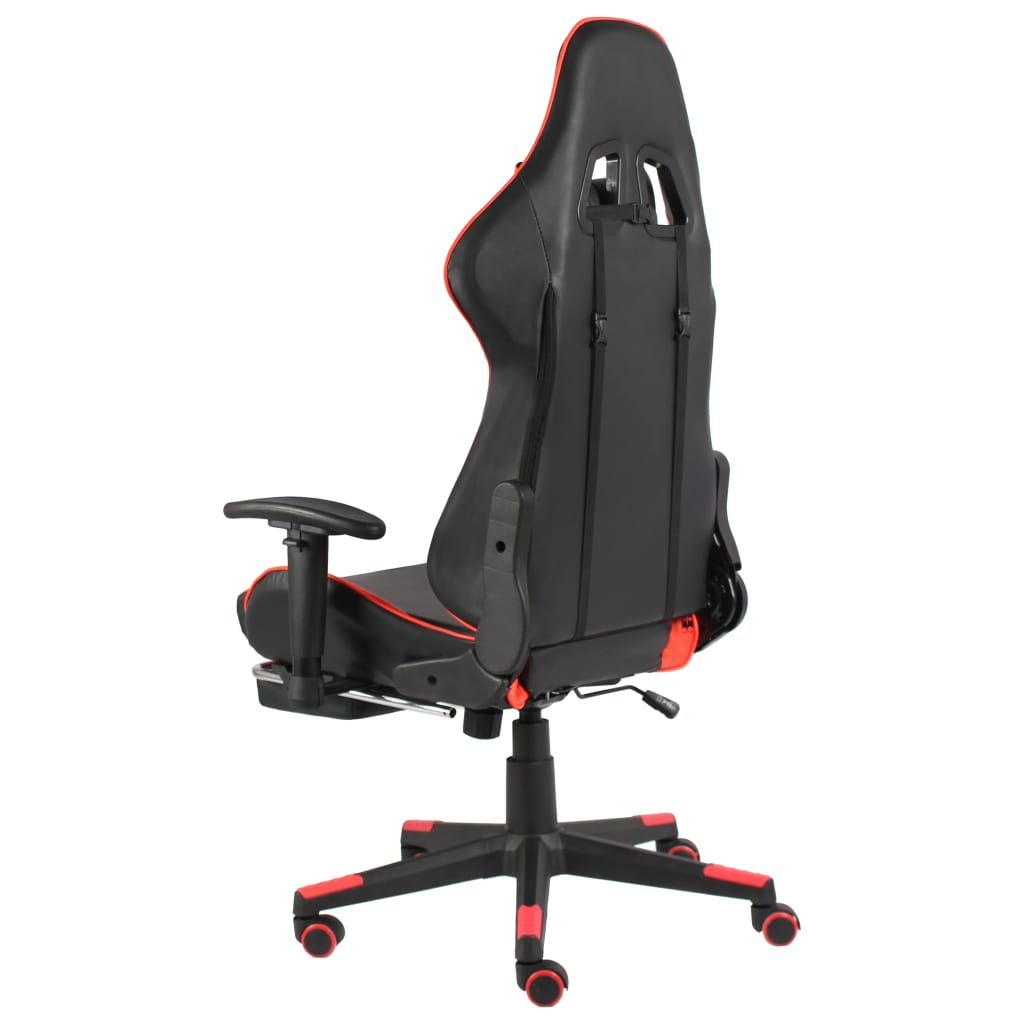 piros PVC forgó gamer szék lábtartóval