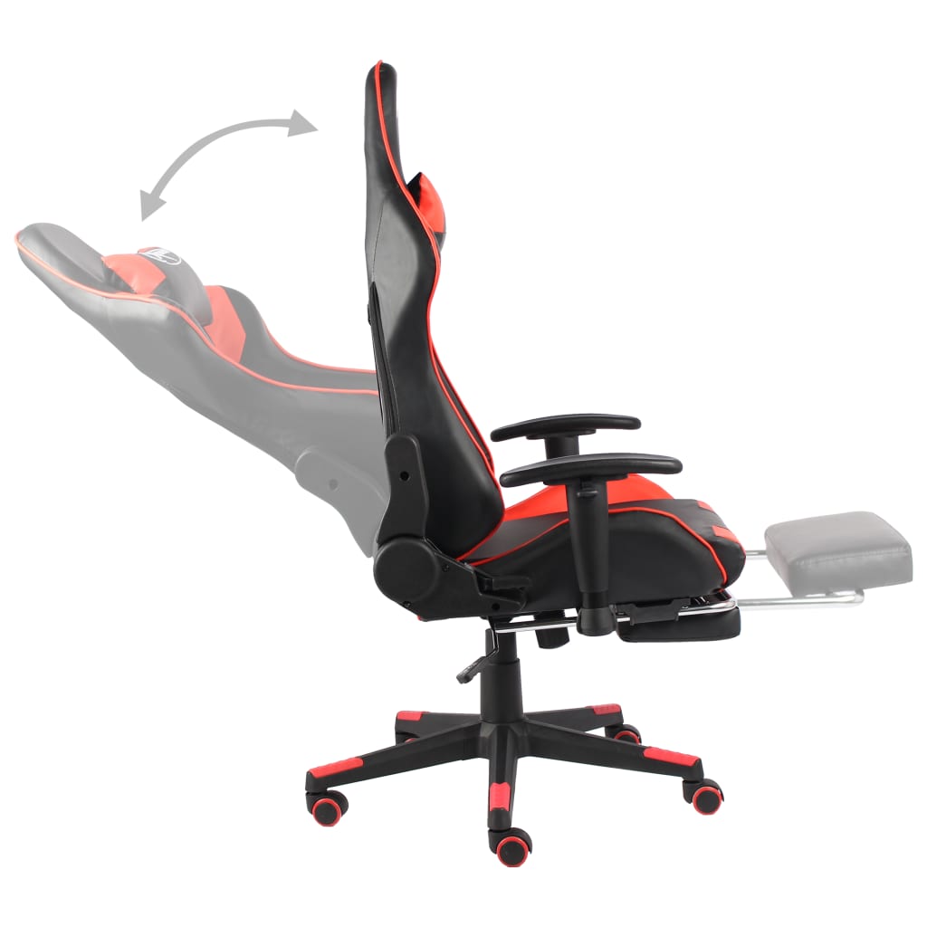 piros PVC forgó gamer szék lábtartóval