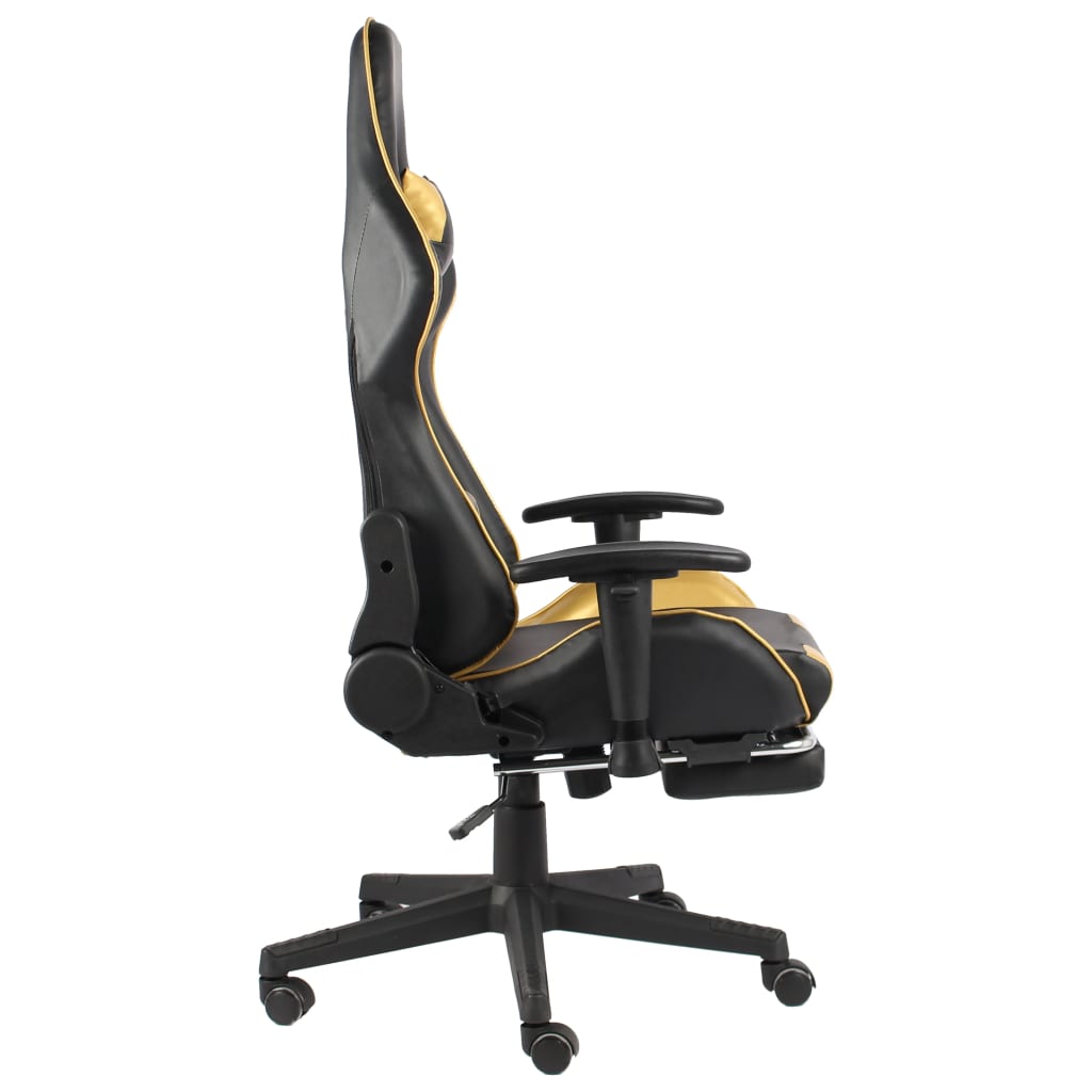 aranyszínű PVC forgó gamer szék lábtartóval