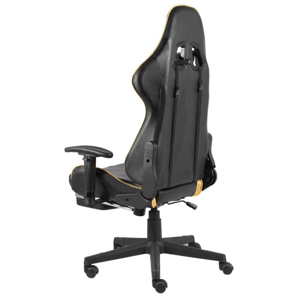 aranyszínű PVC forgó gamer szék lábtartóval