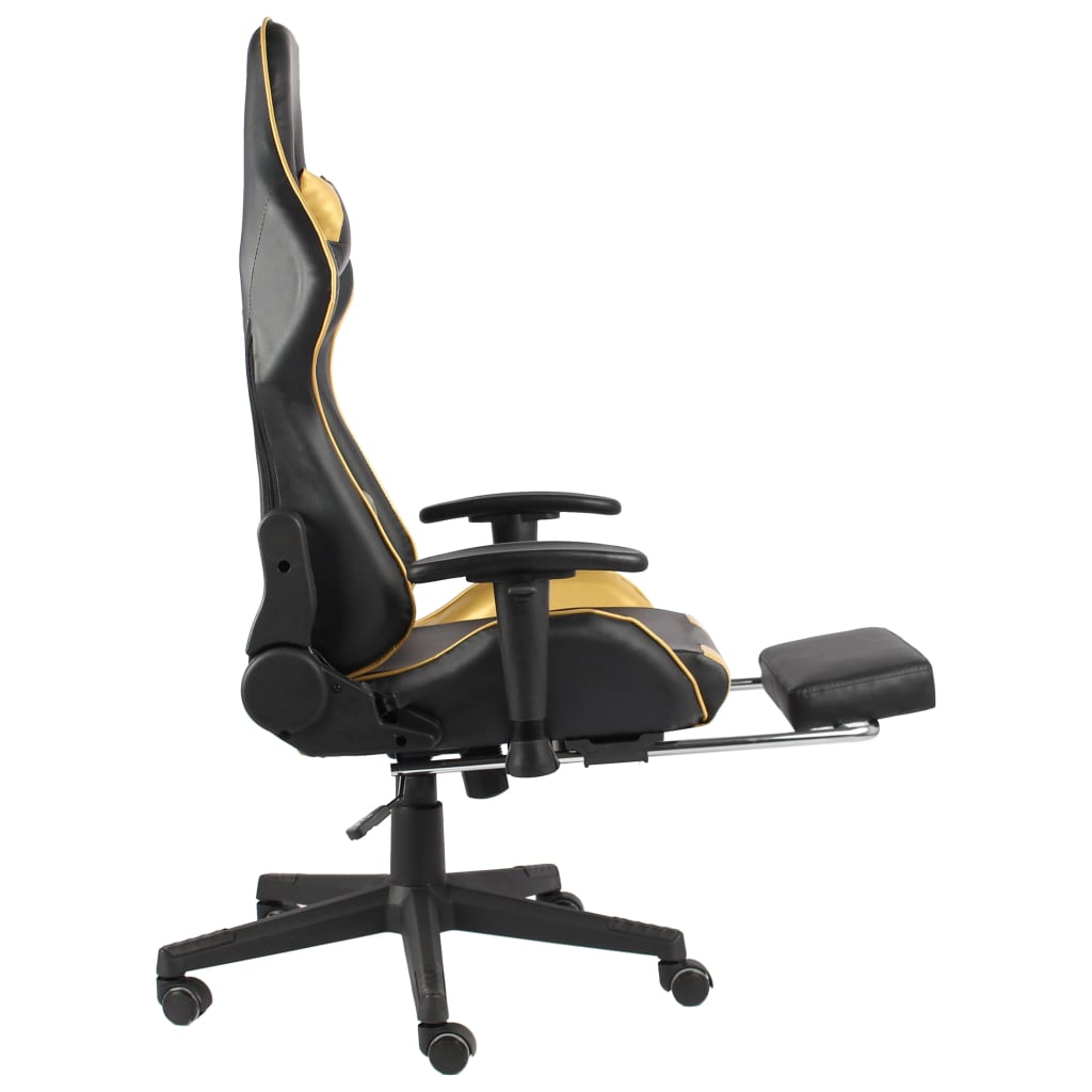 aranyszínű PVC forgó gamer szék lábtartóval