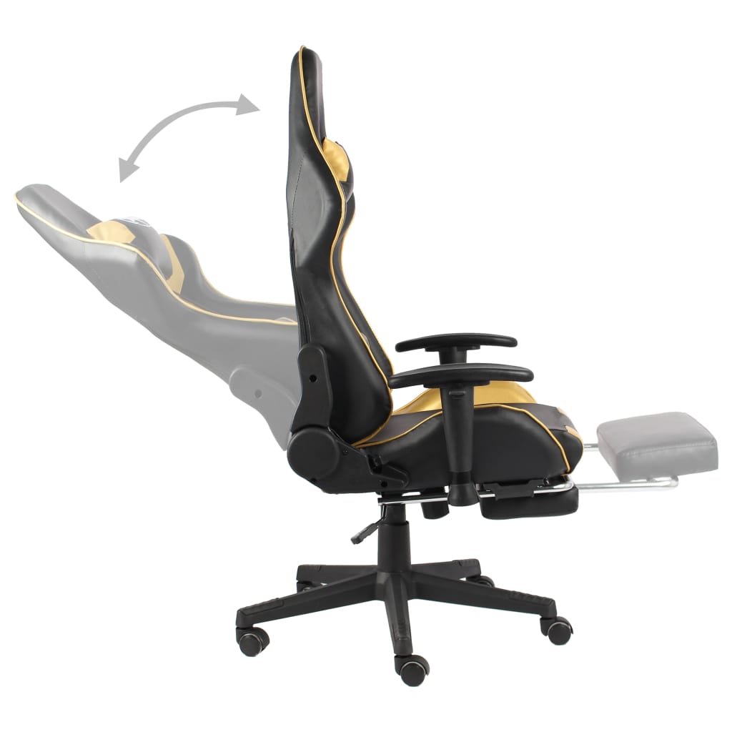 aranyszínű PVC forgó gamer szék lábtartóval