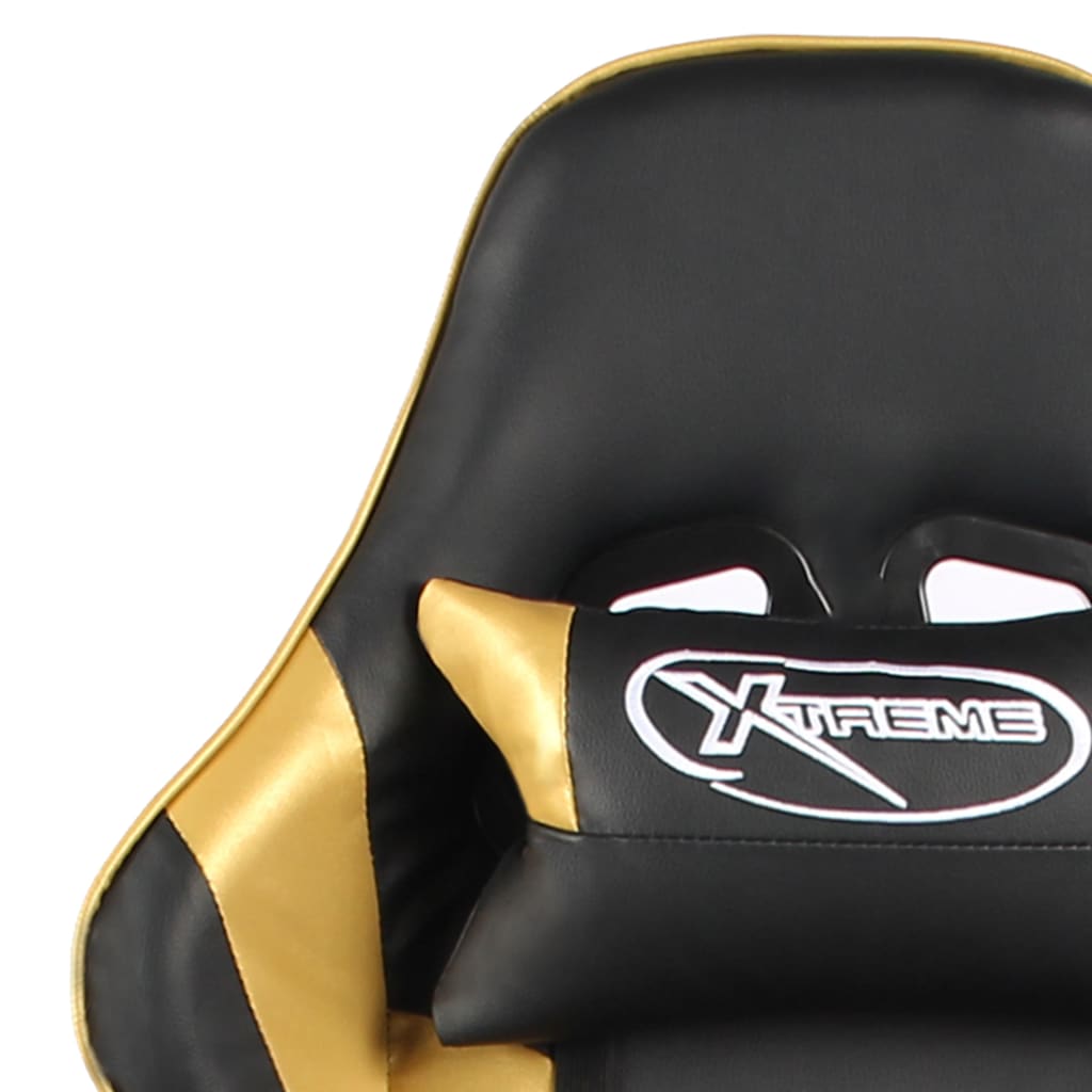 aranyszínű PVC forgó gamer szék lábtartóval