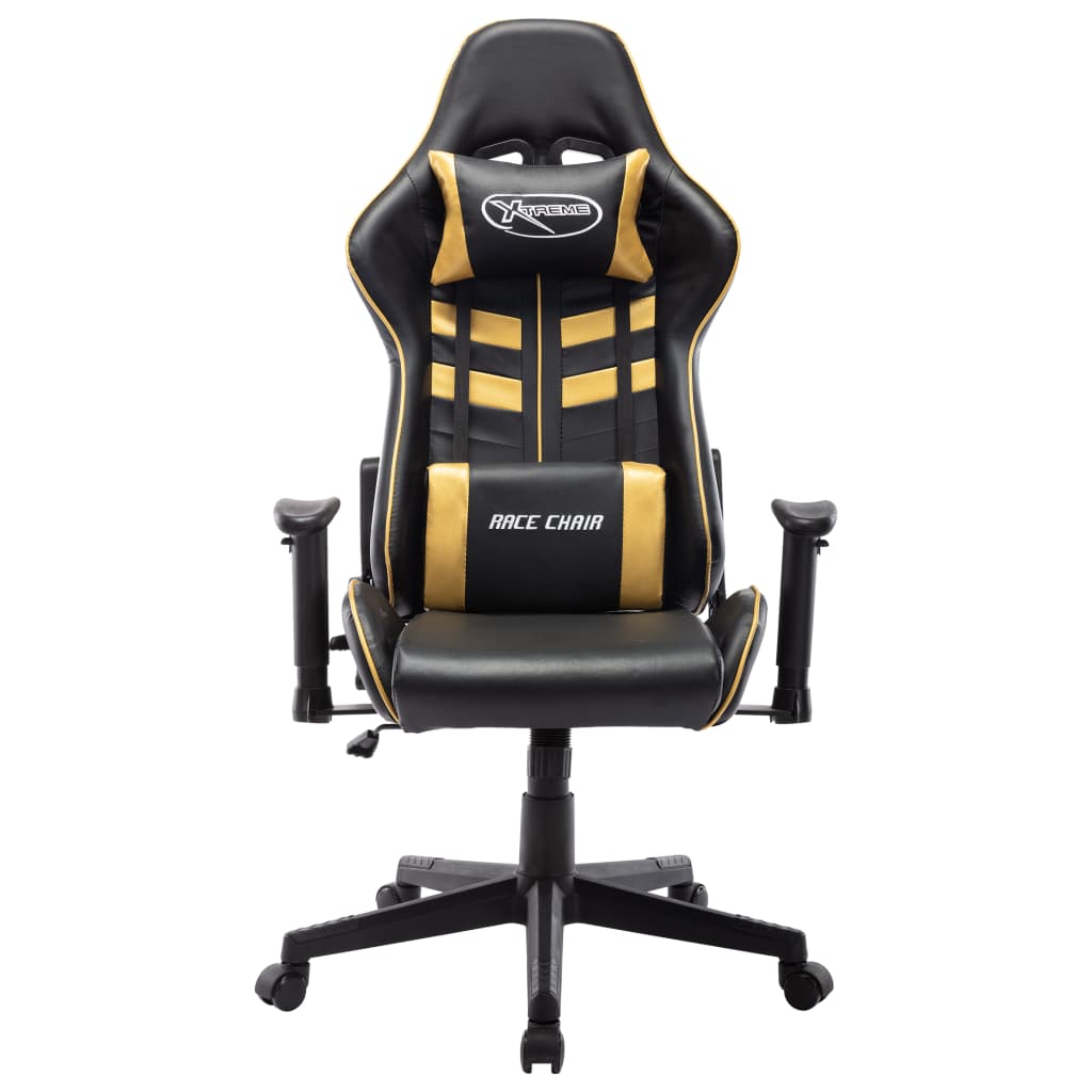 fekete és arany színű műbőr gamer szék
