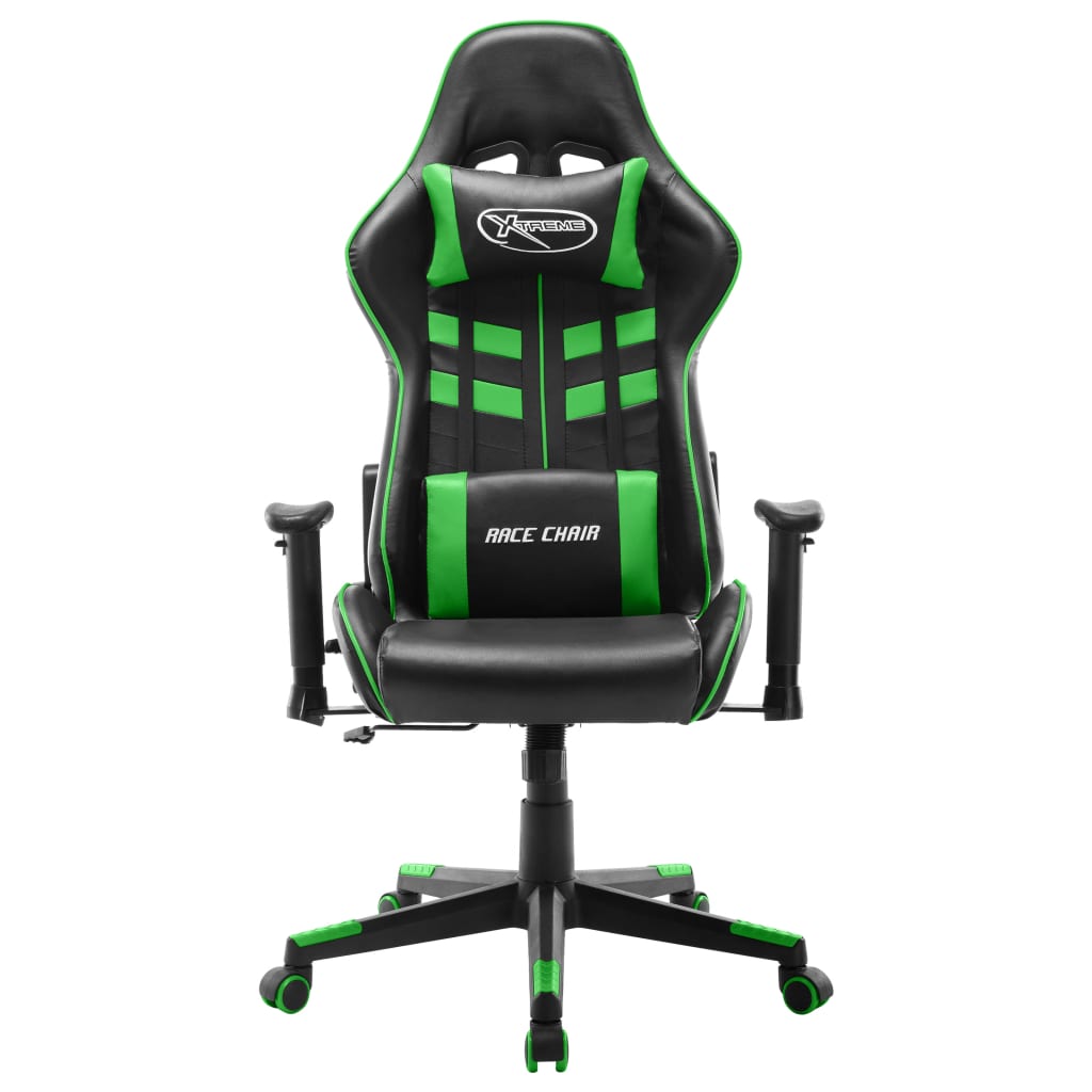 fekete és zöld műbőr gamer szék