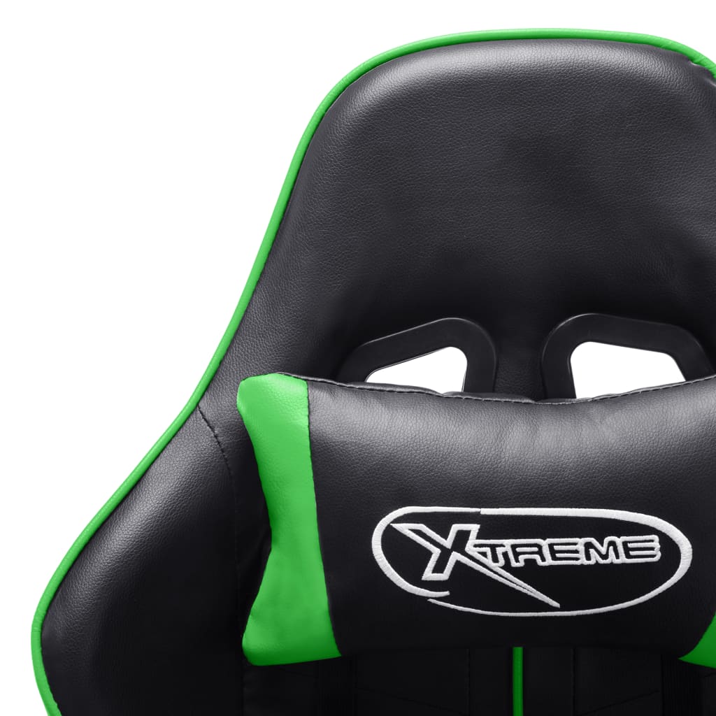 fekete és zöld műbőr gamer szék