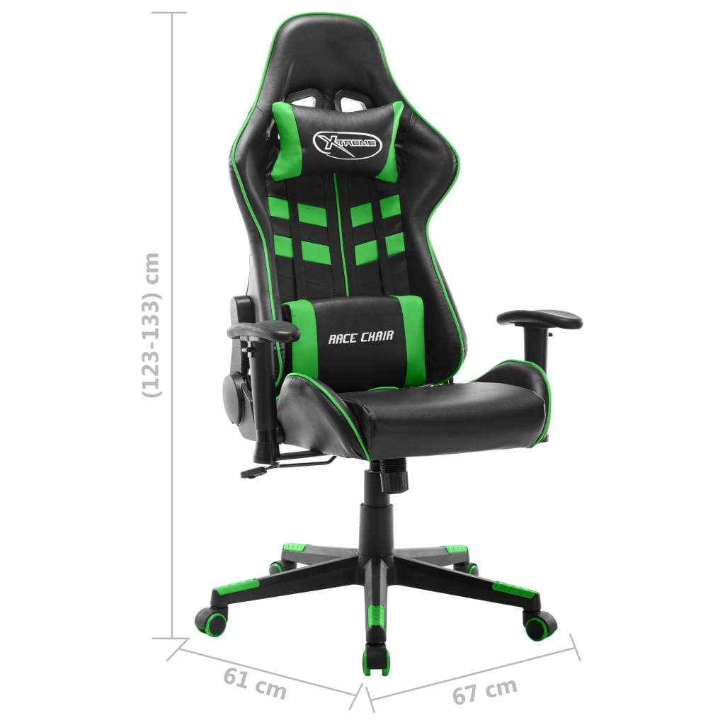 fekete és zöld műbőr gamer szék