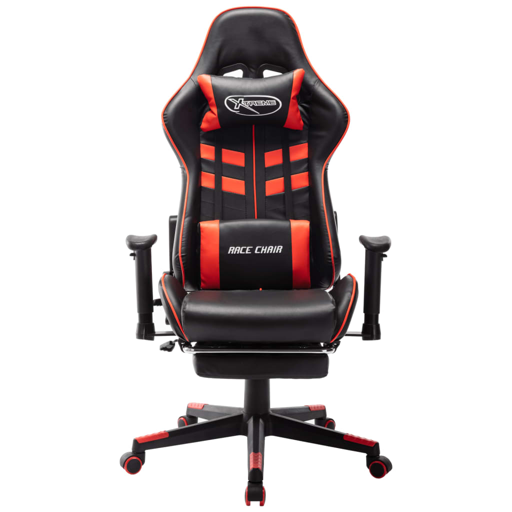 fekete és piros műbőr gamer szék lábtámasszal