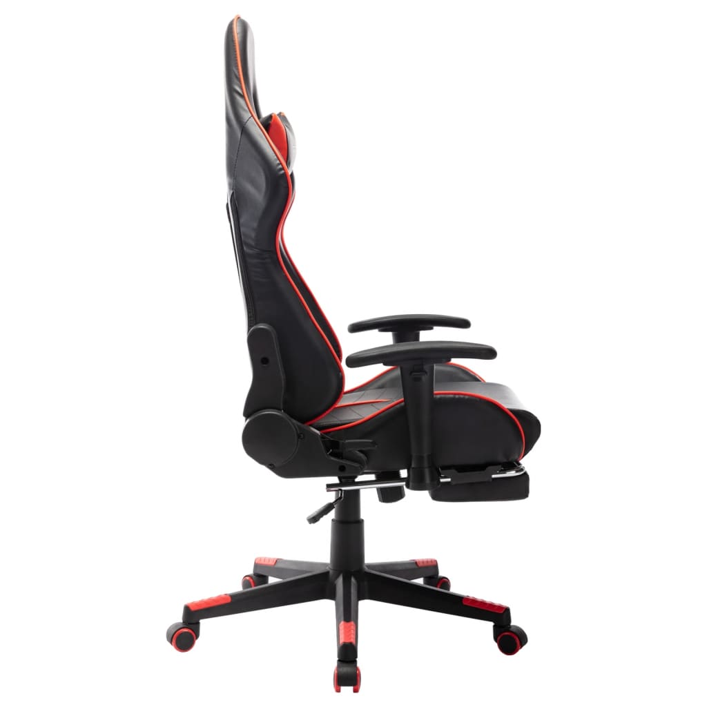 fekete és piros műbőr gamer szék lábtámasszal
