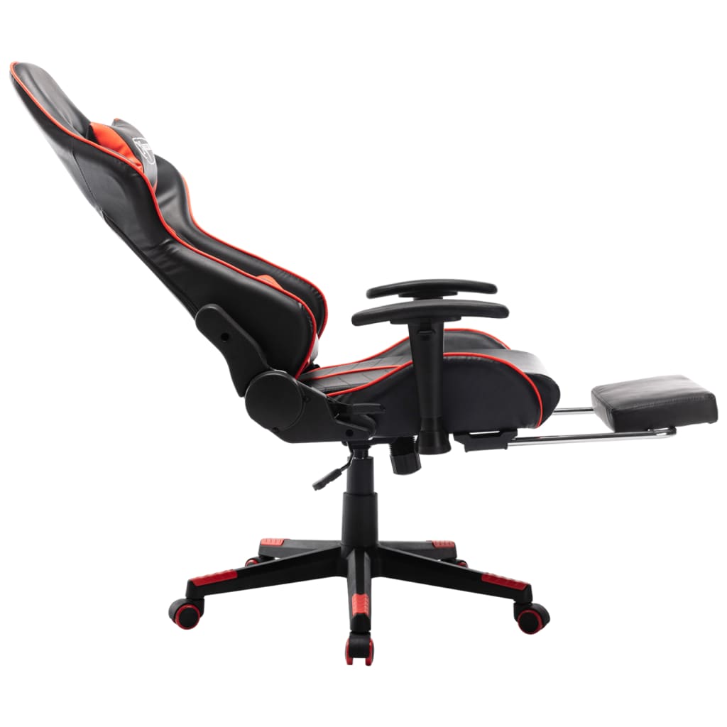 fekete és piros műbőr gamer szék lábtámasszal