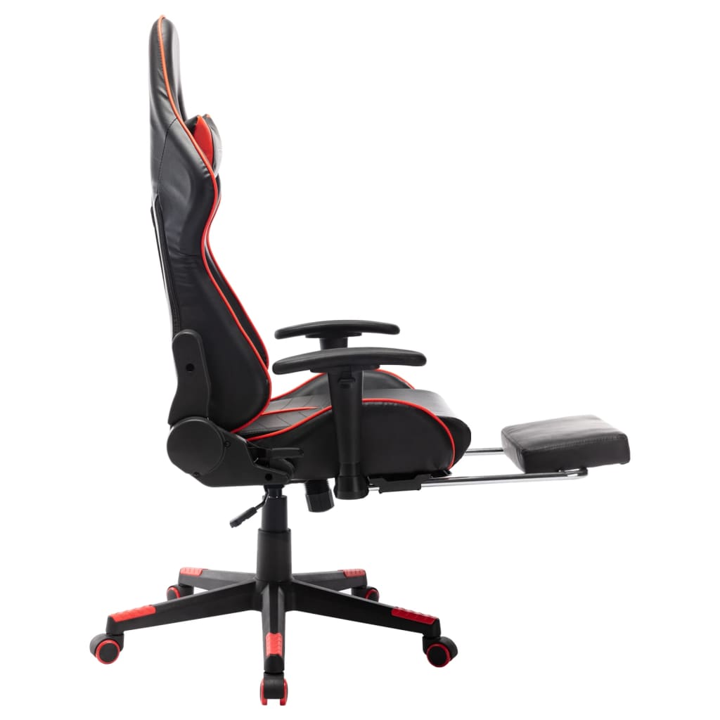 fekete és piros műbőr gamer szék lábtámasszal