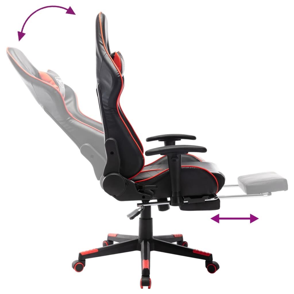fekete és piros műbőr gamer szék lábtámasszal