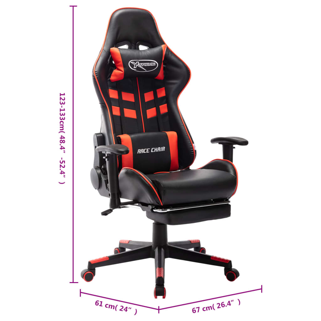 fekete és piros műbőr gamer szék lábtámasszal