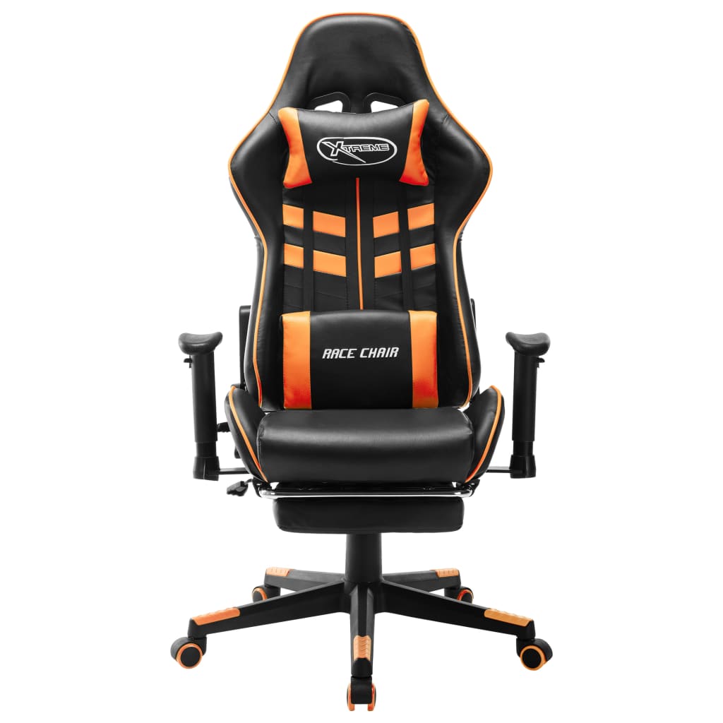 fekete és narancssárga műbőr gamer szék lábtámasszal