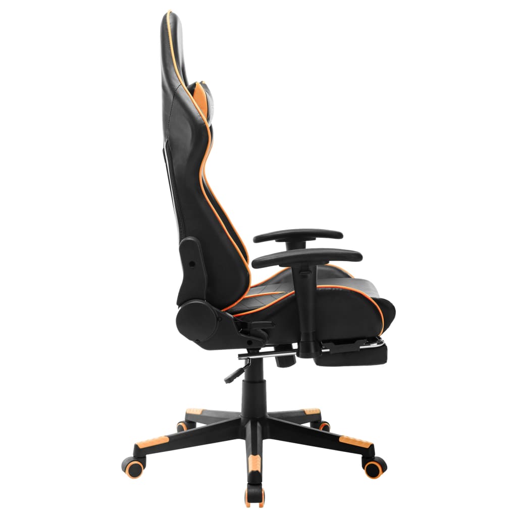 fekete és narancssárga műbőr gamer szék lábtámasszal