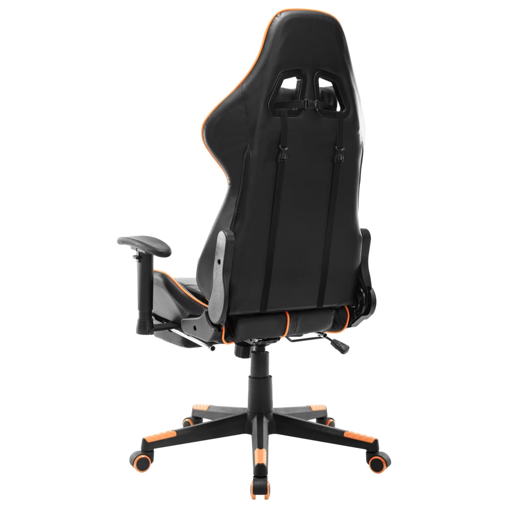 fekete és narancssárga műbőr gamer szék lábtámasszal