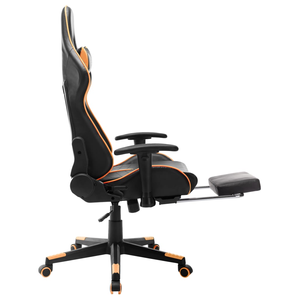 fekete és narancssárga műbőr gamer szék lábtámasszal