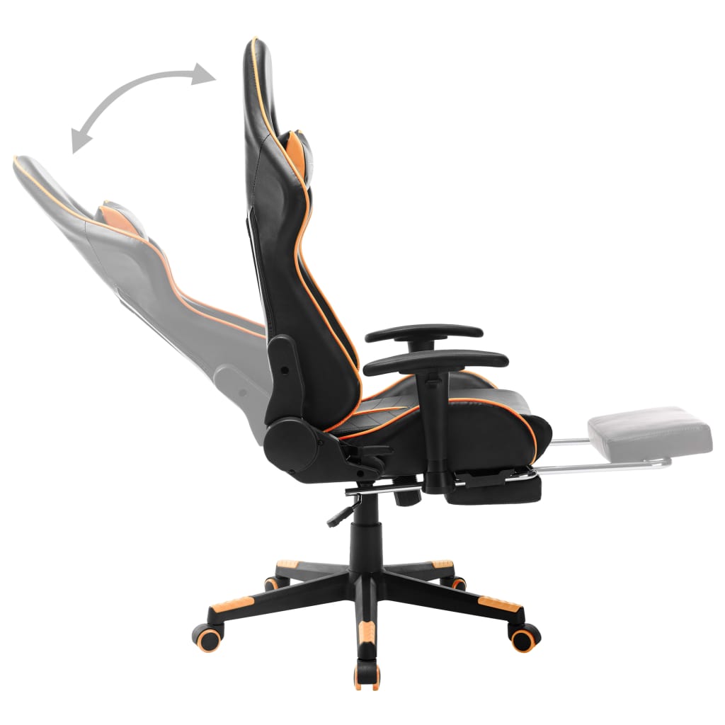 fekete és narancssárga műbőr gamer szék lábtámasszal