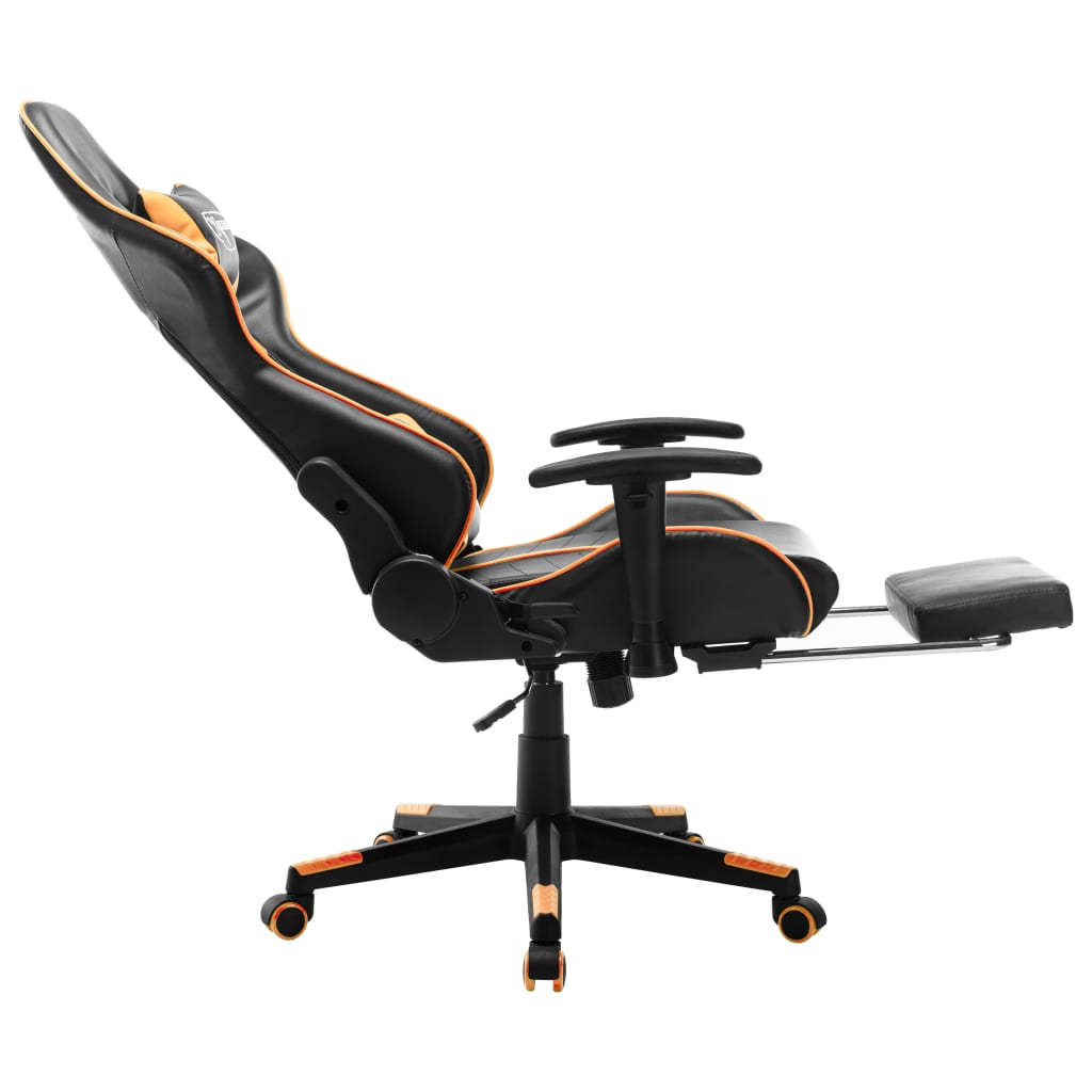 fekete és narancssárga műbőr gamer szék lábtámasszal