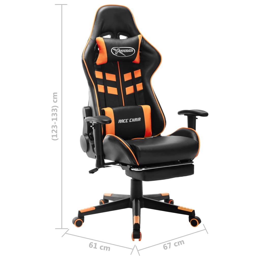 fekete és narancssárga műbőr gamer szék lábtámasszal