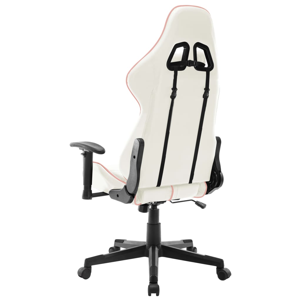 fehér és rózsaszín műbőr gamer szék