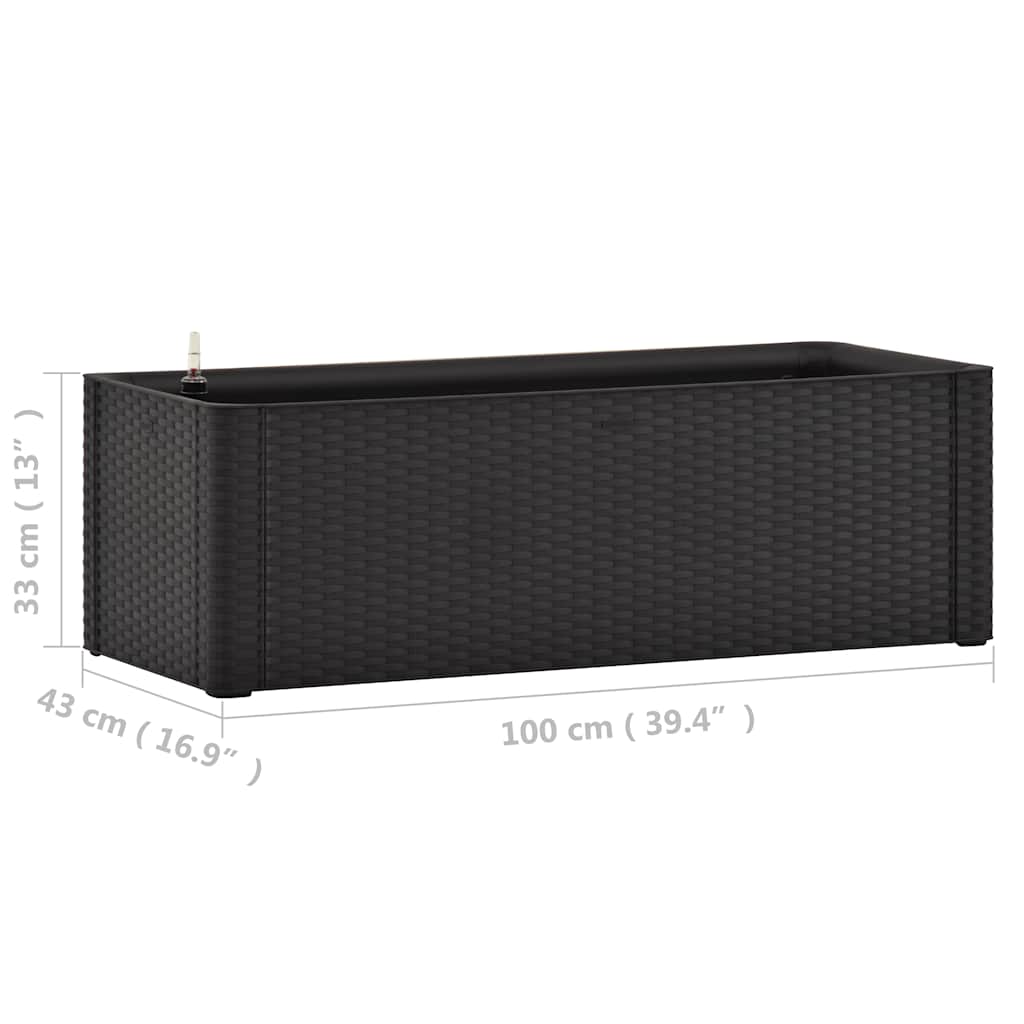 antracitszürke kerti magaságyás öntözőrendszerrel 100x43x33cm