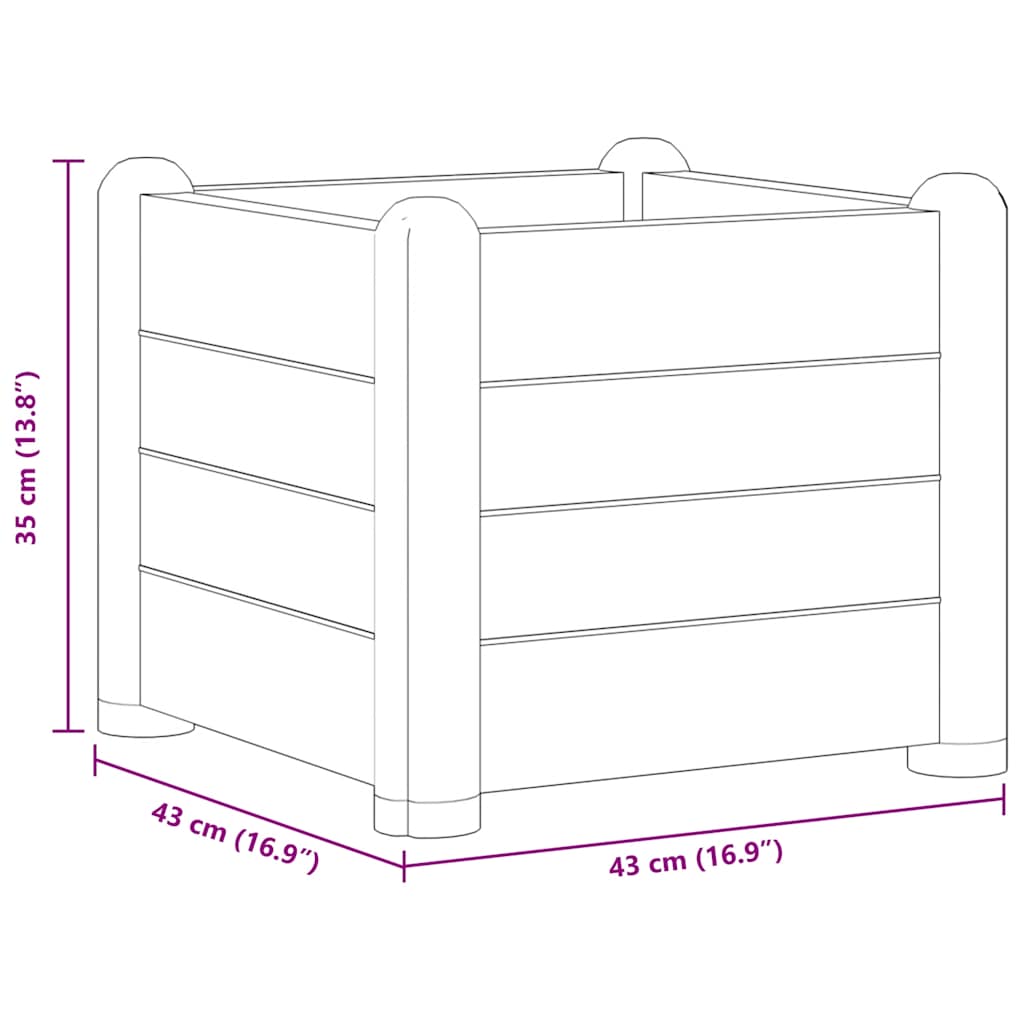 antracitszürje kerti PP magaságyás 43 x 43 x 35 cm