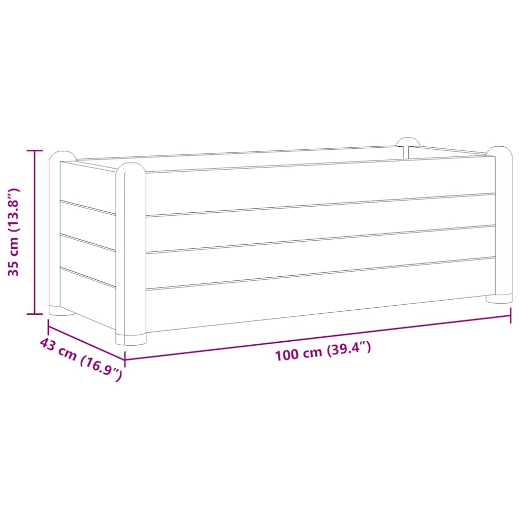 antracitszürke kerti PP magaságyás 100 x 43 x 35 cm