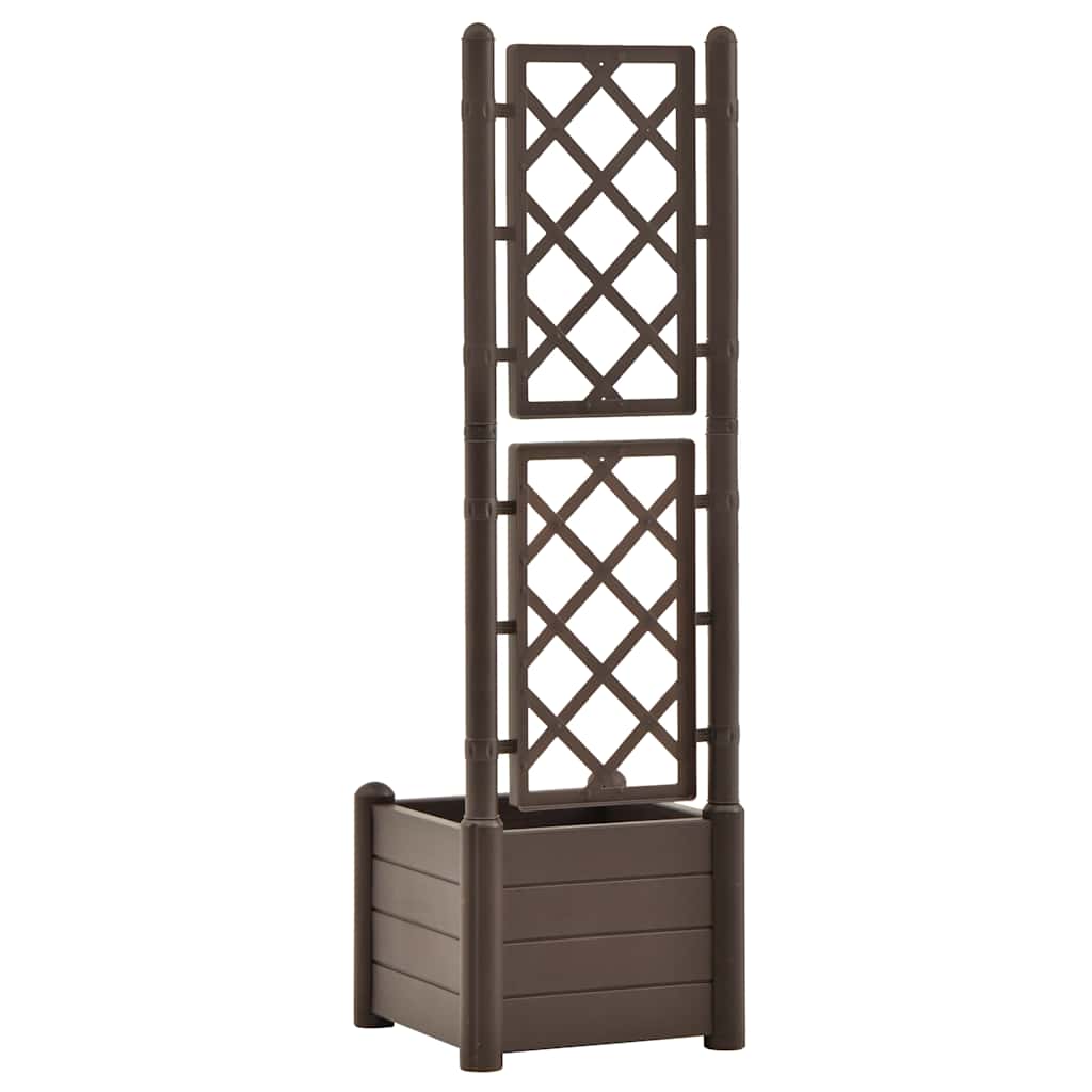 mokkaszínű polipropilén rácsos kerti ültető 43 x 43 x 142 cm