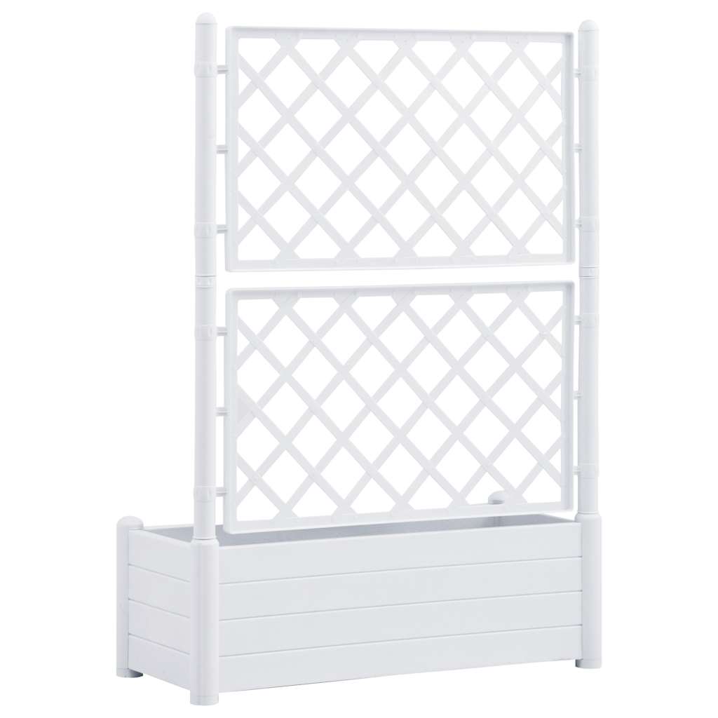 fehér polipropilén rácsos kerti ültető 100 x 43 x 142 cm
