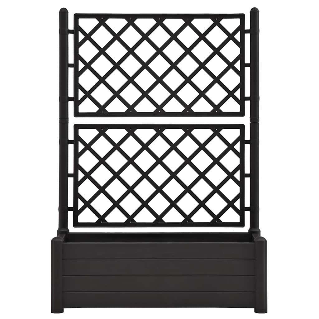 antracitszürke polipropilén rácsos kerti ültető 100x43x142 cm