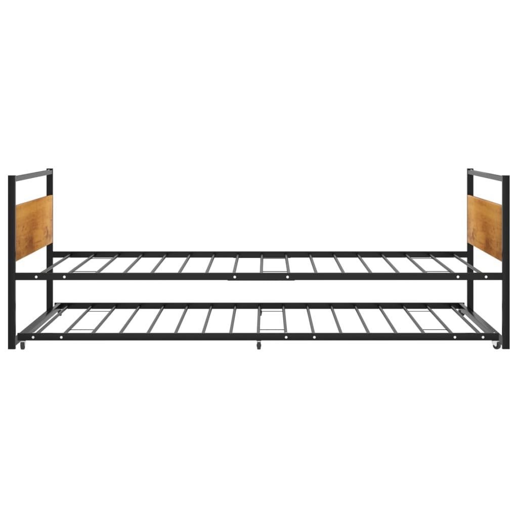 fekete fém kihúzható ágykeret 90 x 200 cm