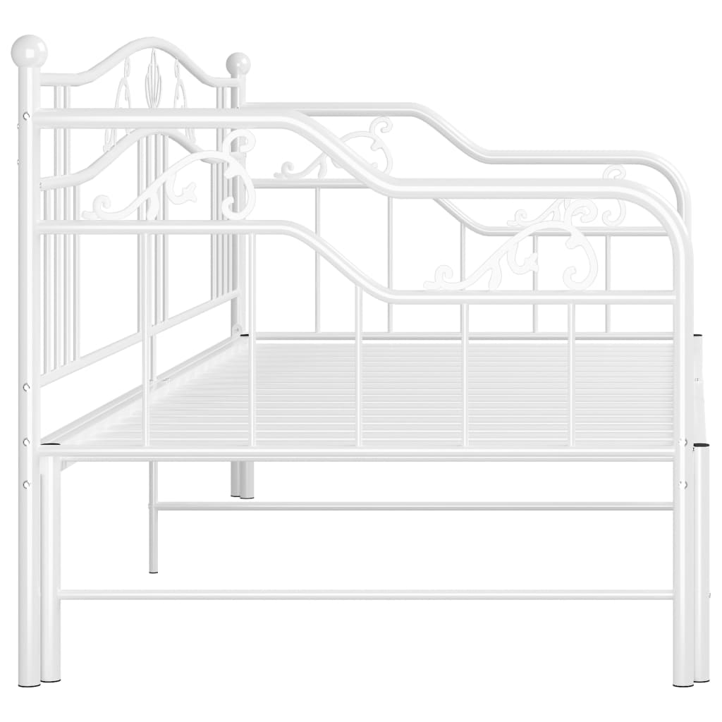 fehér fém kihúzható kanapéágy-keret 90 x 200 cm