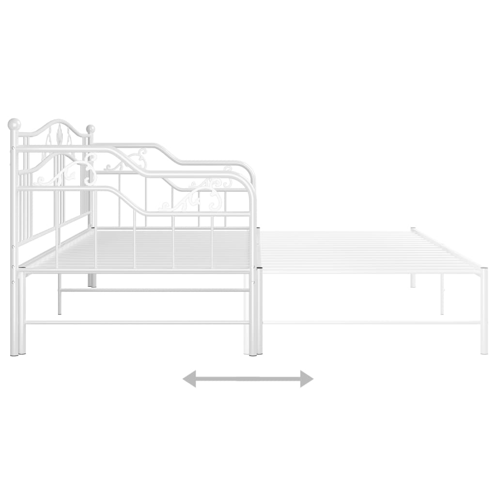 fehér fém kihúzható kanapéágy-keret 90 x 200 cm