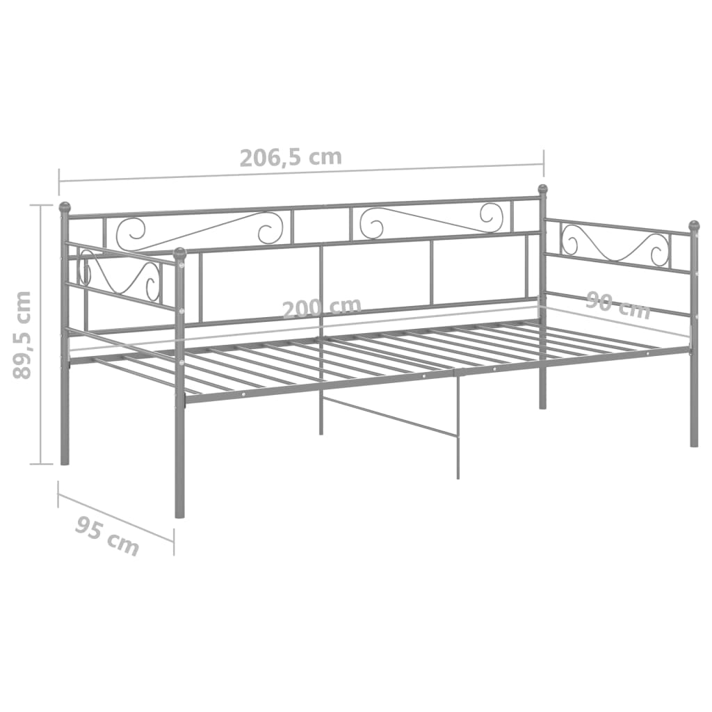szürke fém kanapéágy-keret 90 x 200 cm