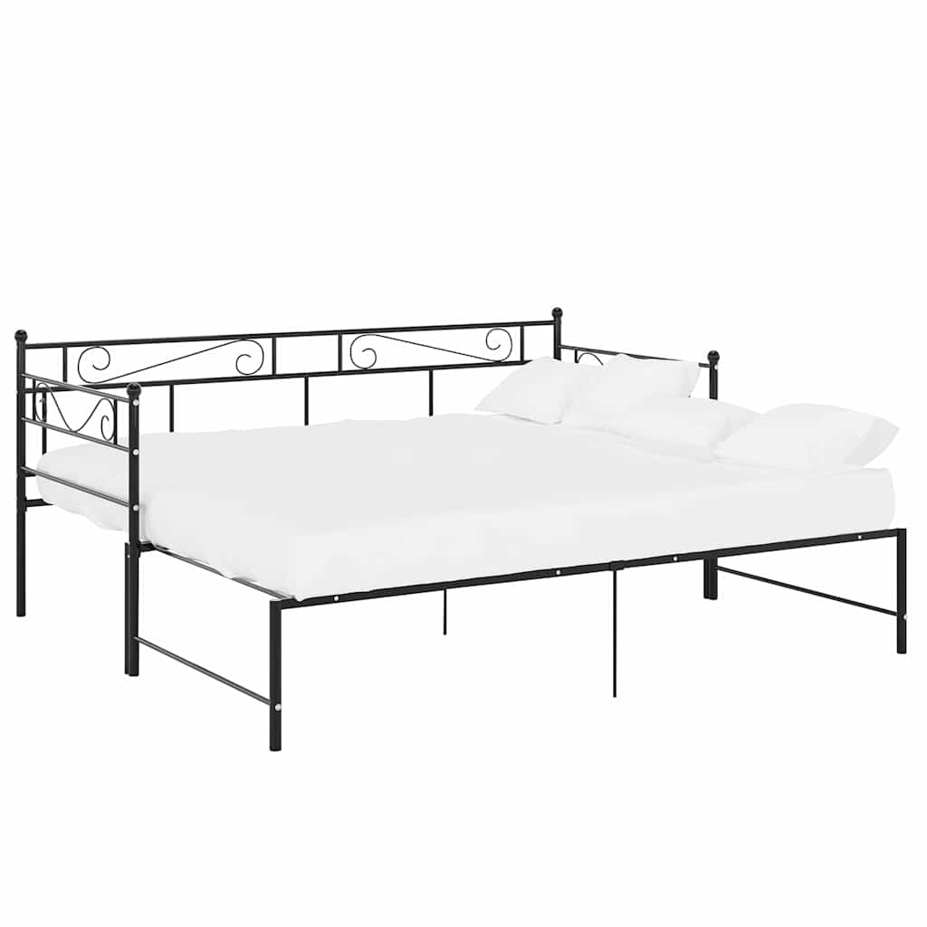 fekete fém kihúzható kanapéágykeret 90 x 200 cm