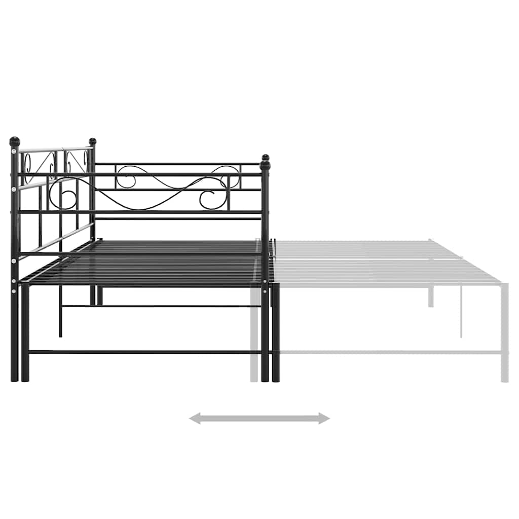 fekete fém kihúzható kanapéágykeret 90 x 200 cm