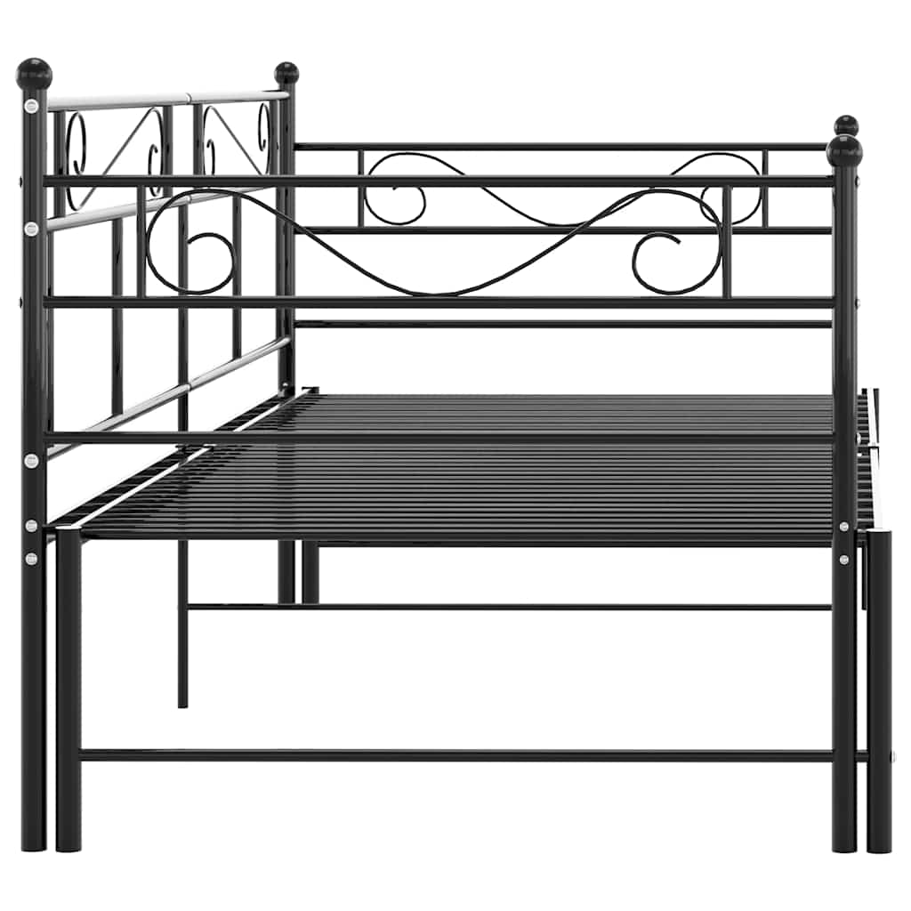 fekete fém kihúzható kanapéágykeret 90 x 200 cm