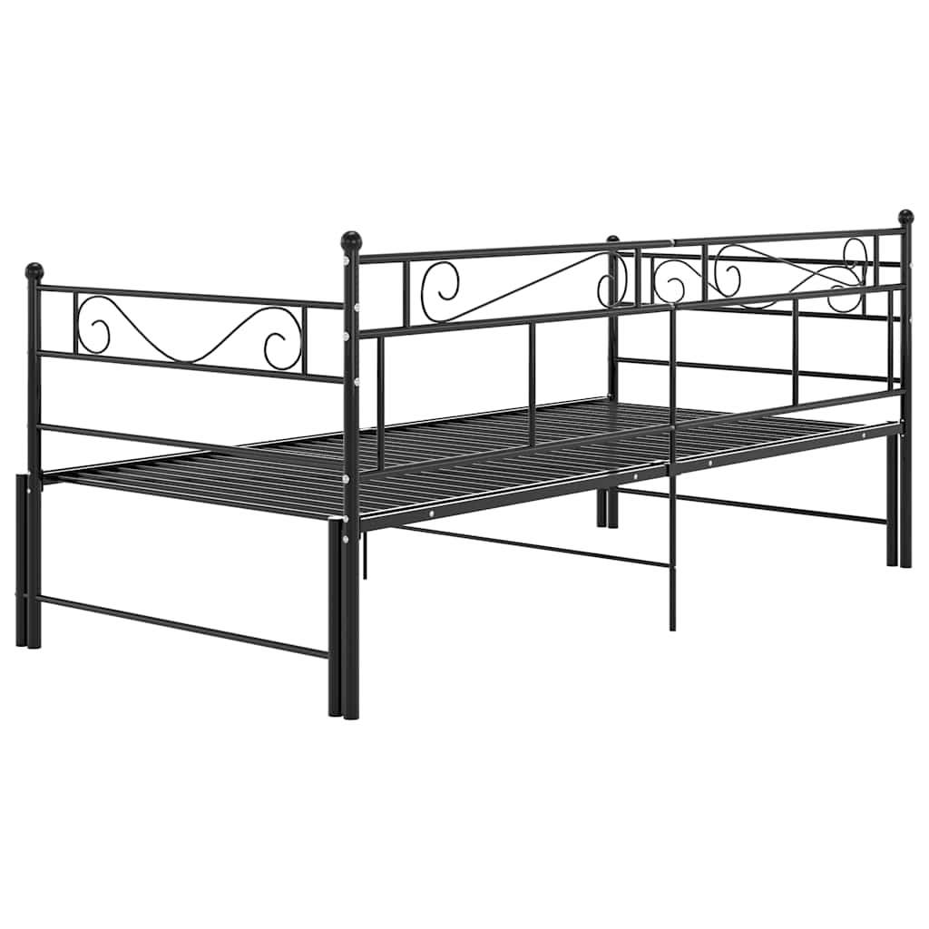 fekete fém kihúzható kanapéágykeret 90 x 200 cm
