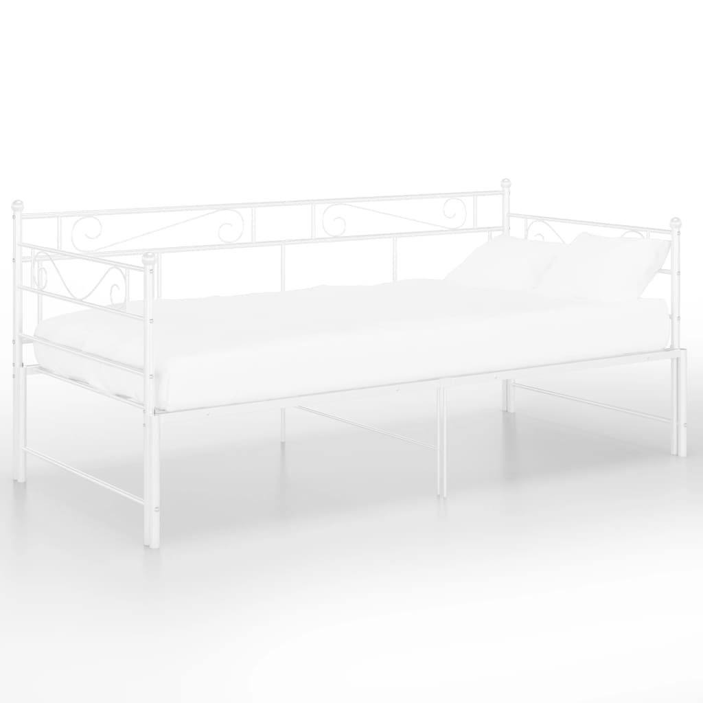 fehér fém kihúzható kanapéágy-keret 90 x 200 cm