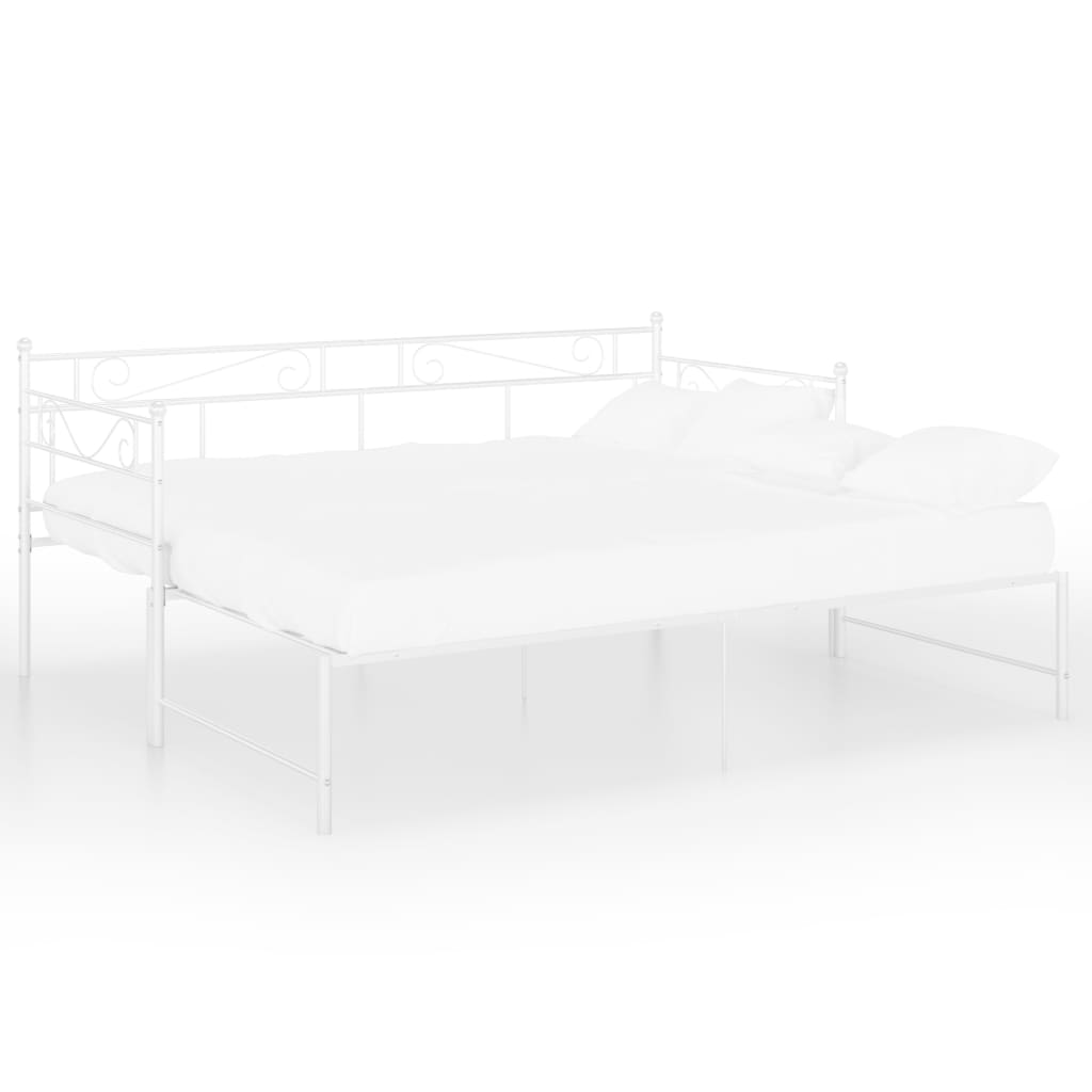 fehér fém kihúzható kanapéágy-keret 90 x 200 cm